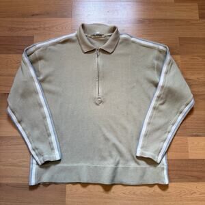 Men's Vintage 2000's Hard Corps Tan Beige 1/4 Zip Pullover Ski Sweater Sz Medium
